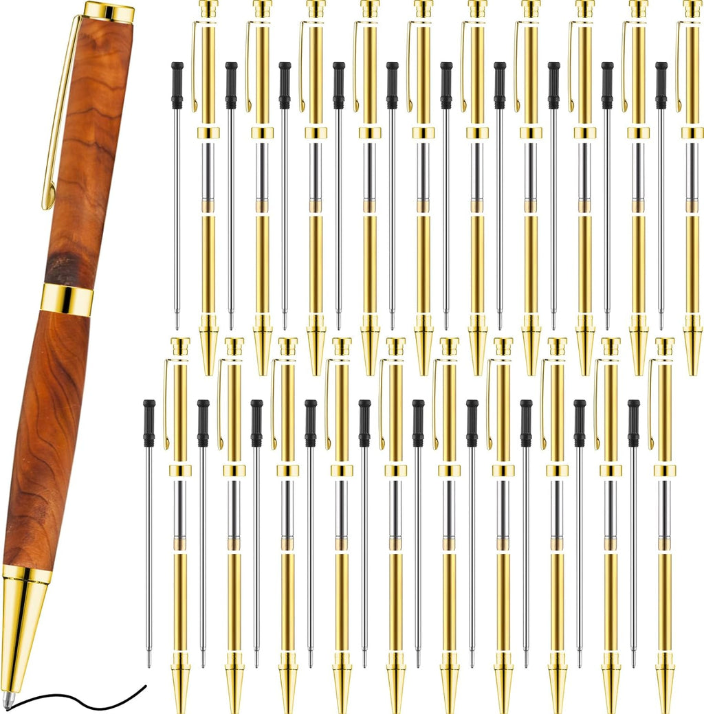 Colarr 20 Pcs 7mm Slimline Twist Pen Kit with Refill Wood, Assorted Color
