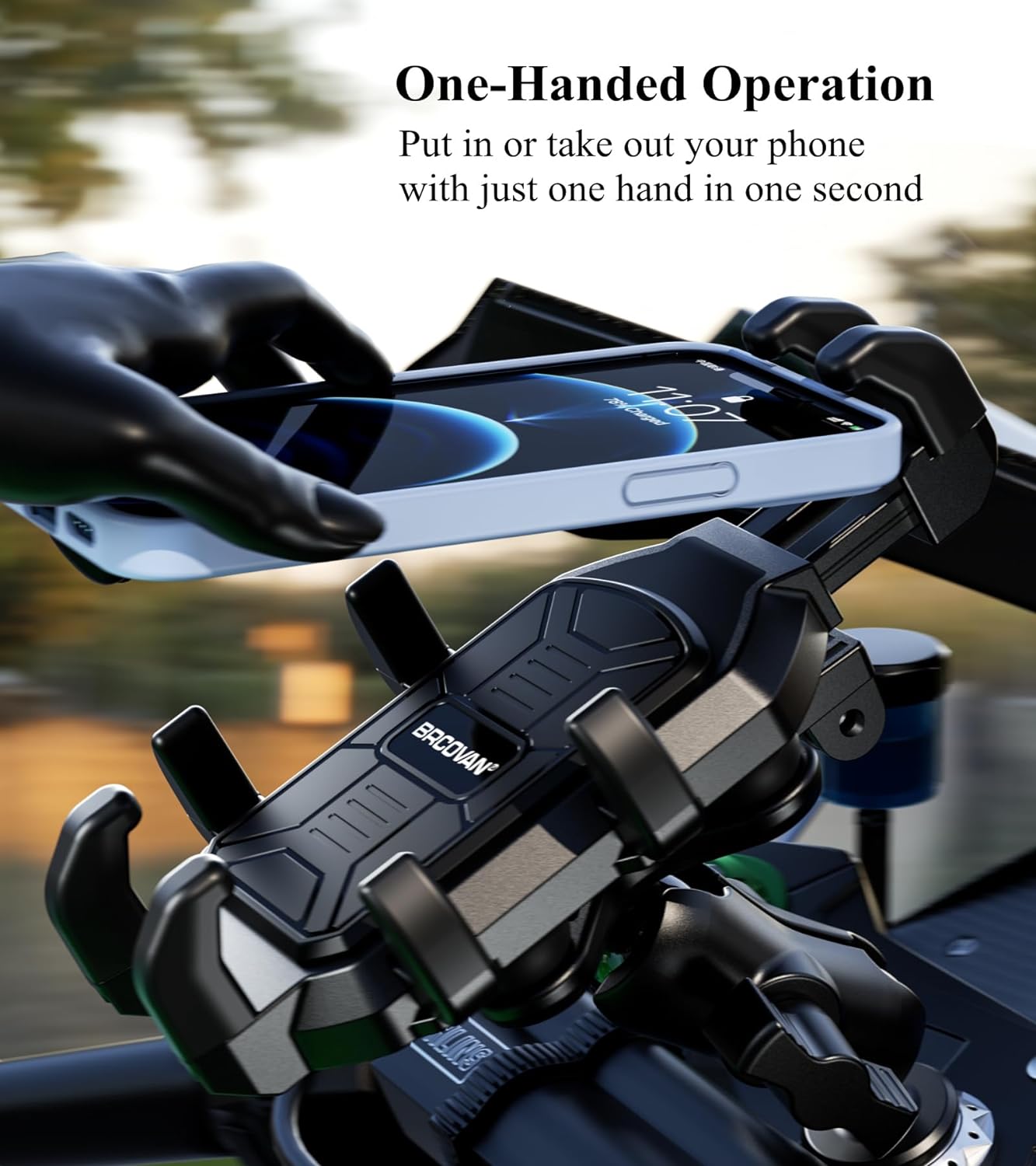 BRCOVAN Motorcycle Fork Stem Phone Mount with Vibration Dampener