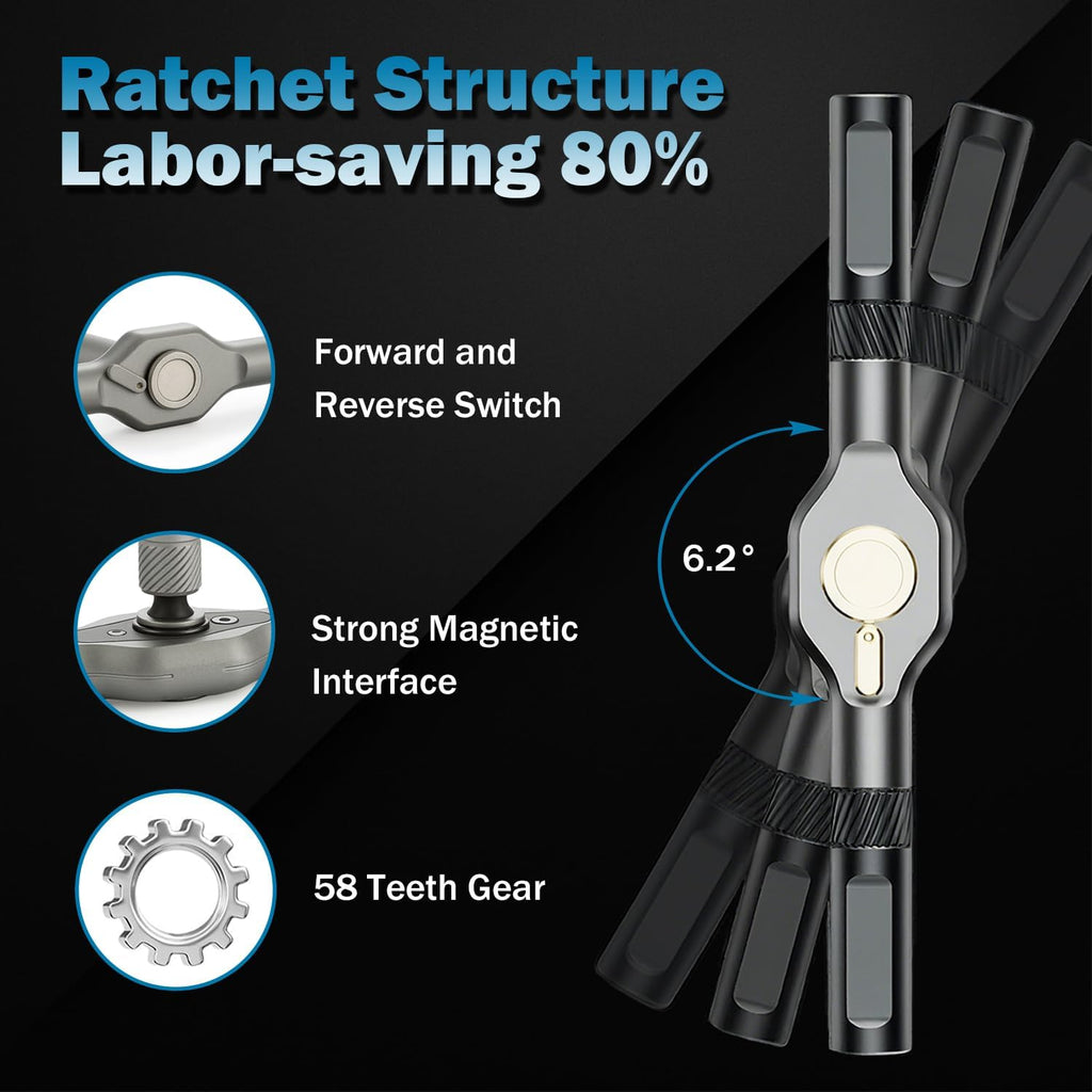 24 in 1 Magnetic Ratchet Screwdriver Set with T-Handle for Home Repair