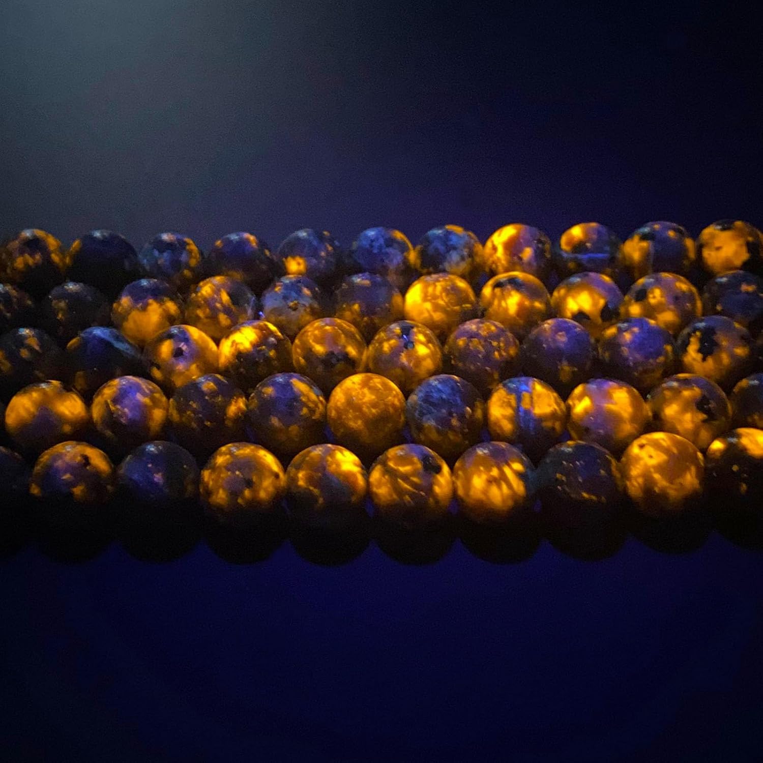 10MM 36PCS Flame Yooperlite Stone Beads Loose Beads for Jewelry Making DIY Bracelets Show Flame Color Under the Irradiation of UV Lamps