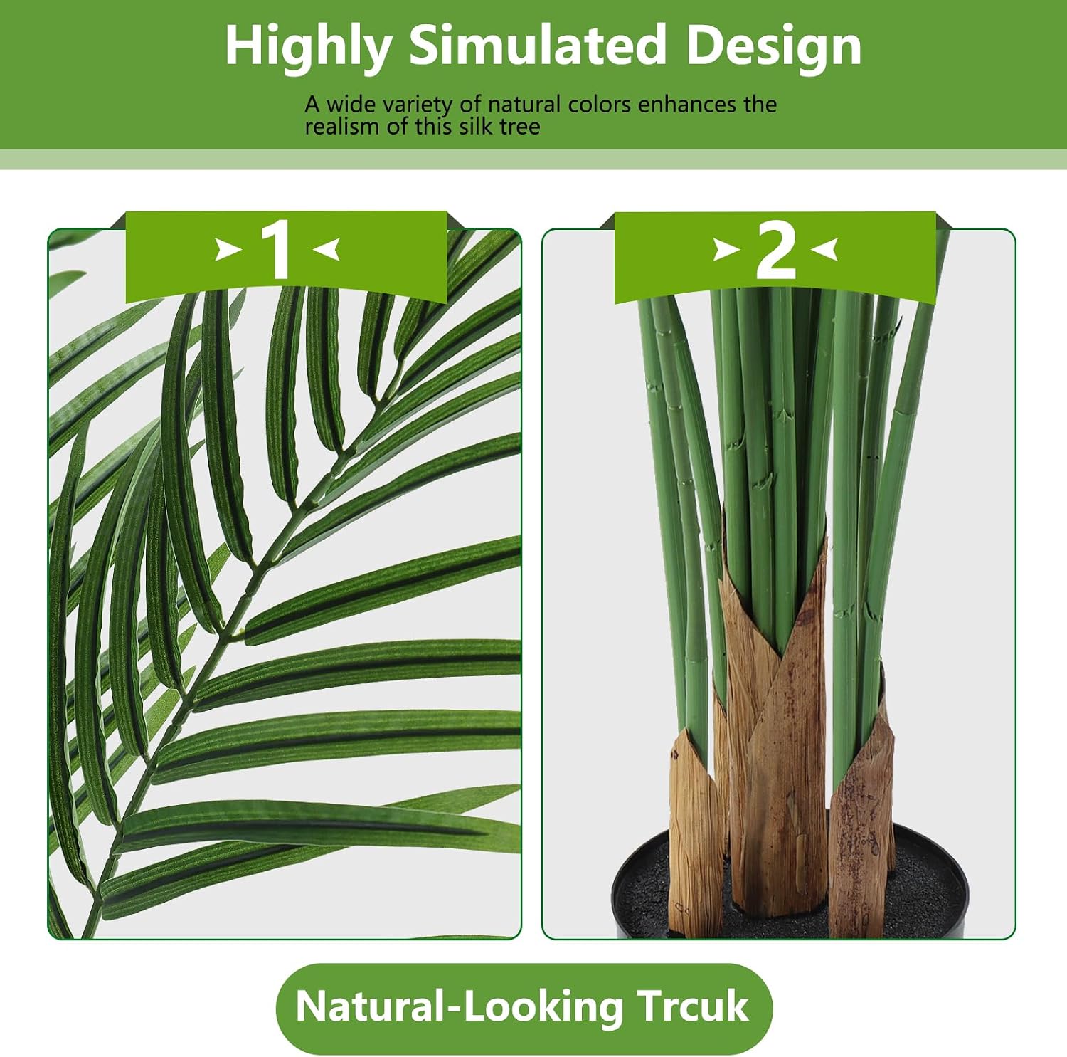 4ft Artificial Palm Tree Indoor, Large Fake Tropical Areca Palm with 13 Trunks, Tall Faux Floor Plants for Indoor Living Rooms Offices Bedroom Home Decor