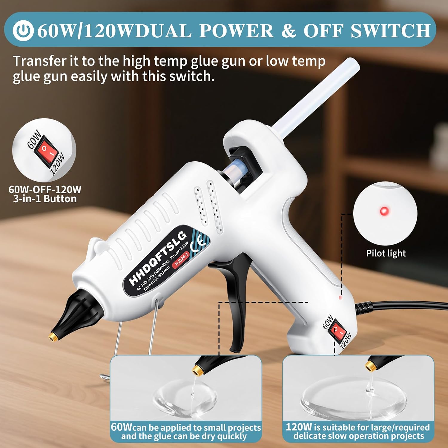 Hot Glue Gun Kit with 30 Sticks, 60/120W Full Size Dual Power Glue Gun