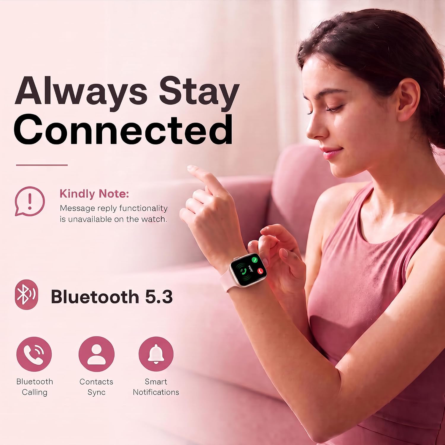 Smart Watch for Women, Bluetooth Answer/Make Calls, 1.83"HD Screen, 2 Bands