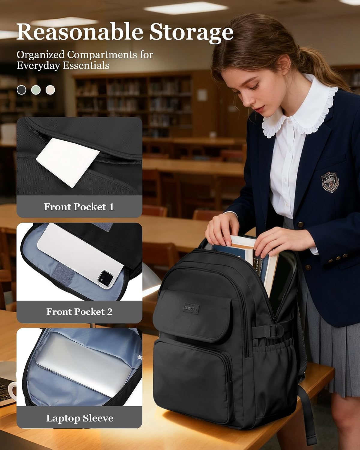 Simple Aesthetic Black Backpacks For School,Lightweight Casual College Backpack Women,Travel Laptop Daypack Men,Waterproof Middle School Book bag For Teens Boys Girls