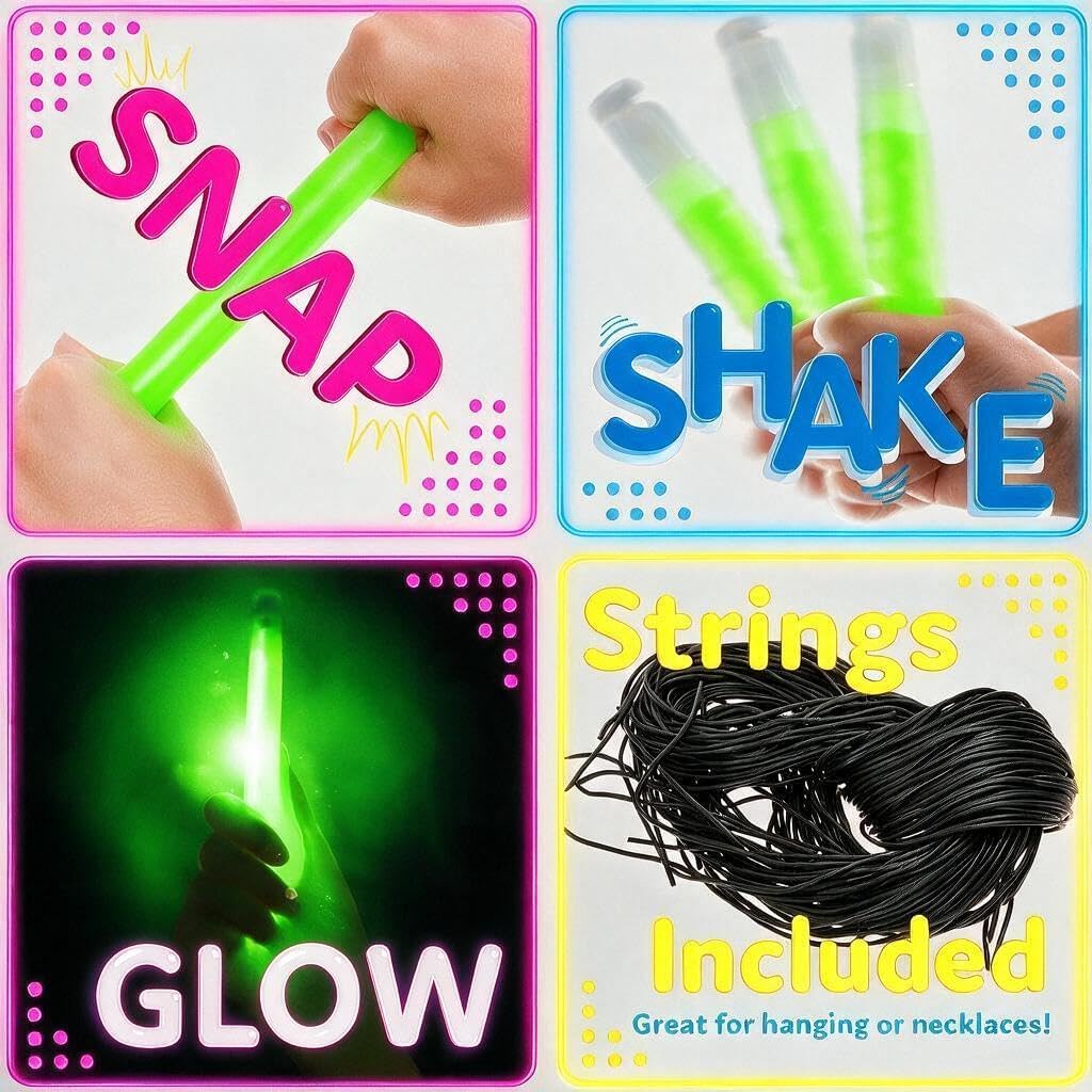 novelinks 50 Pack 6 Inch Glow Sticks Bulk Party Pack for Kids and Adults