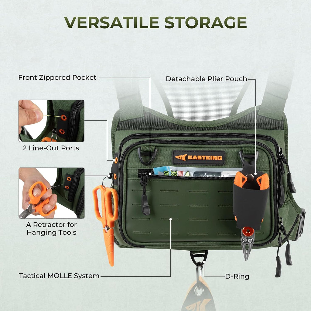 KastKing BaitBoss Water-Resistant Fishing Chest Pack; Fishing Bag for Men