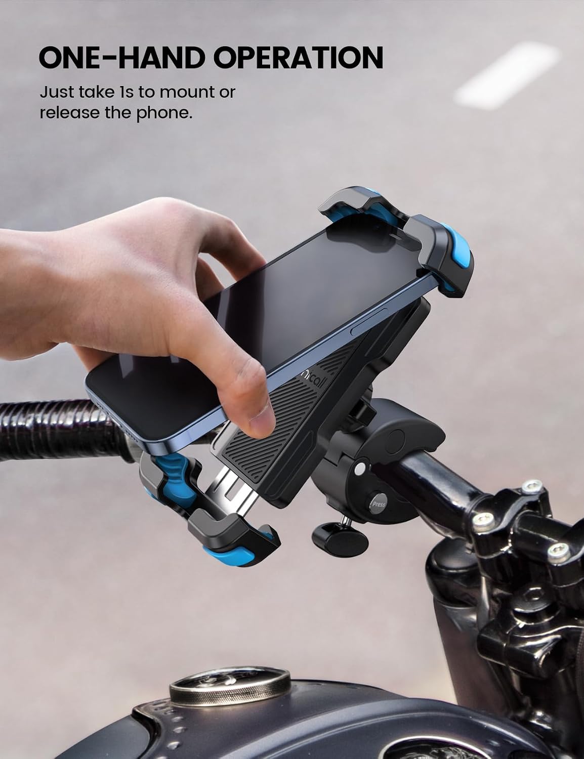 Lamicall Motorcycle Bike Phone Holder with Upgrade Quick Install Bar Clip