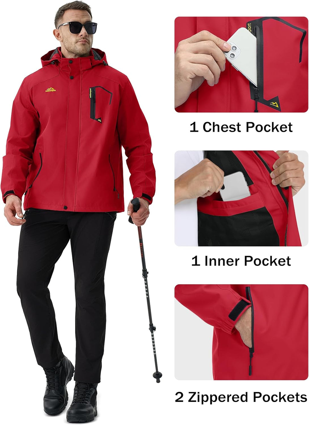 MAGCOMSEN Men's Lightweight Windbreaker Rain Jacket Raincoat with Detachable Hood for Hiking Fishing Activewear
