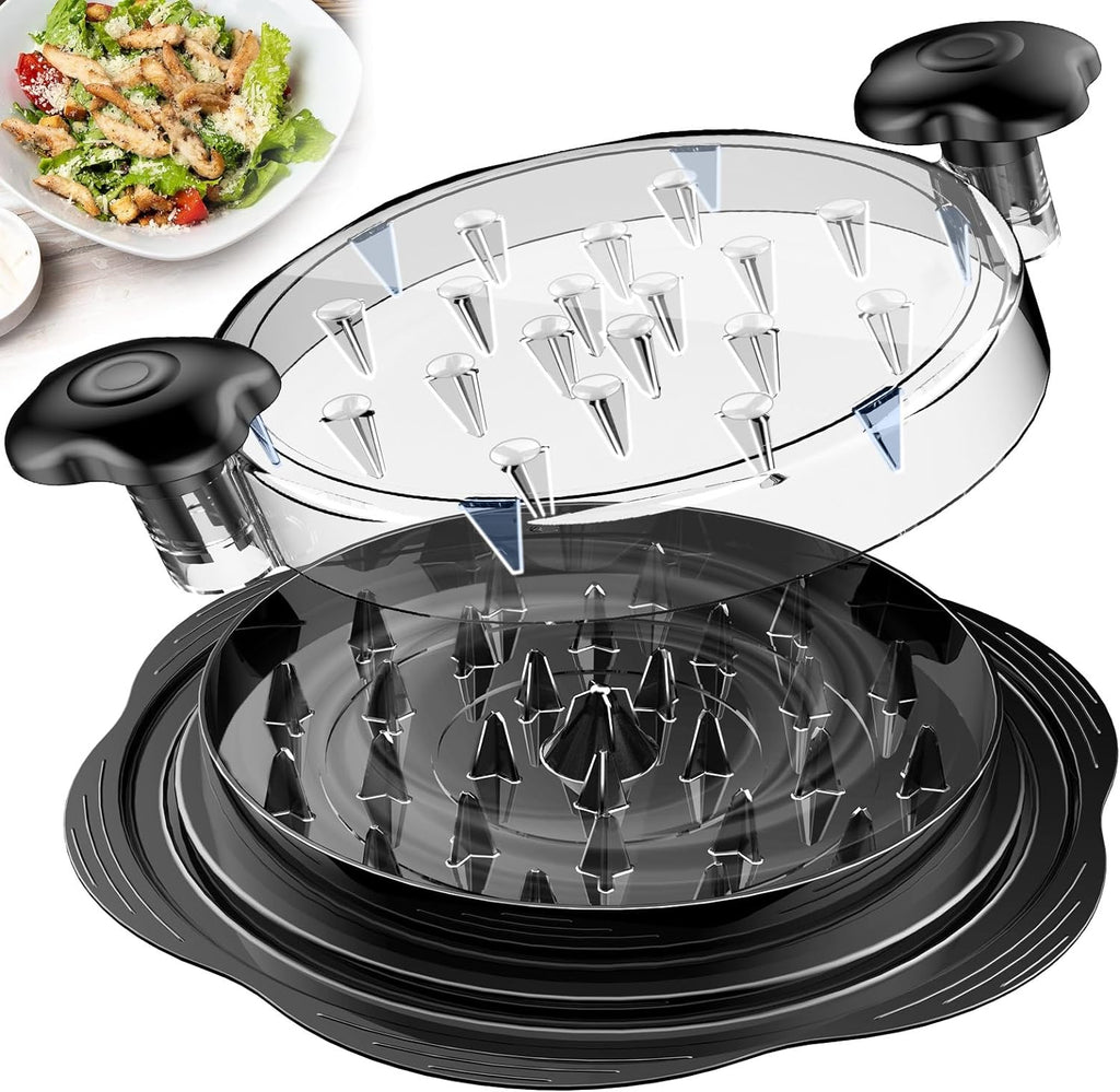 Chicken Shredder Tool Twist Large Meat Shredder with Brush&Fork, Black