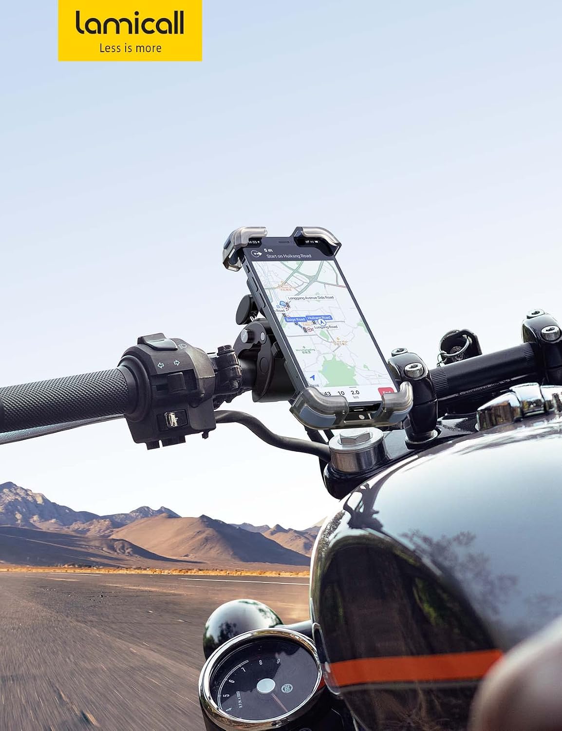 Lamicall Motorcycle Bike Phone Holder with Upgrade Quick Install Bar Clip