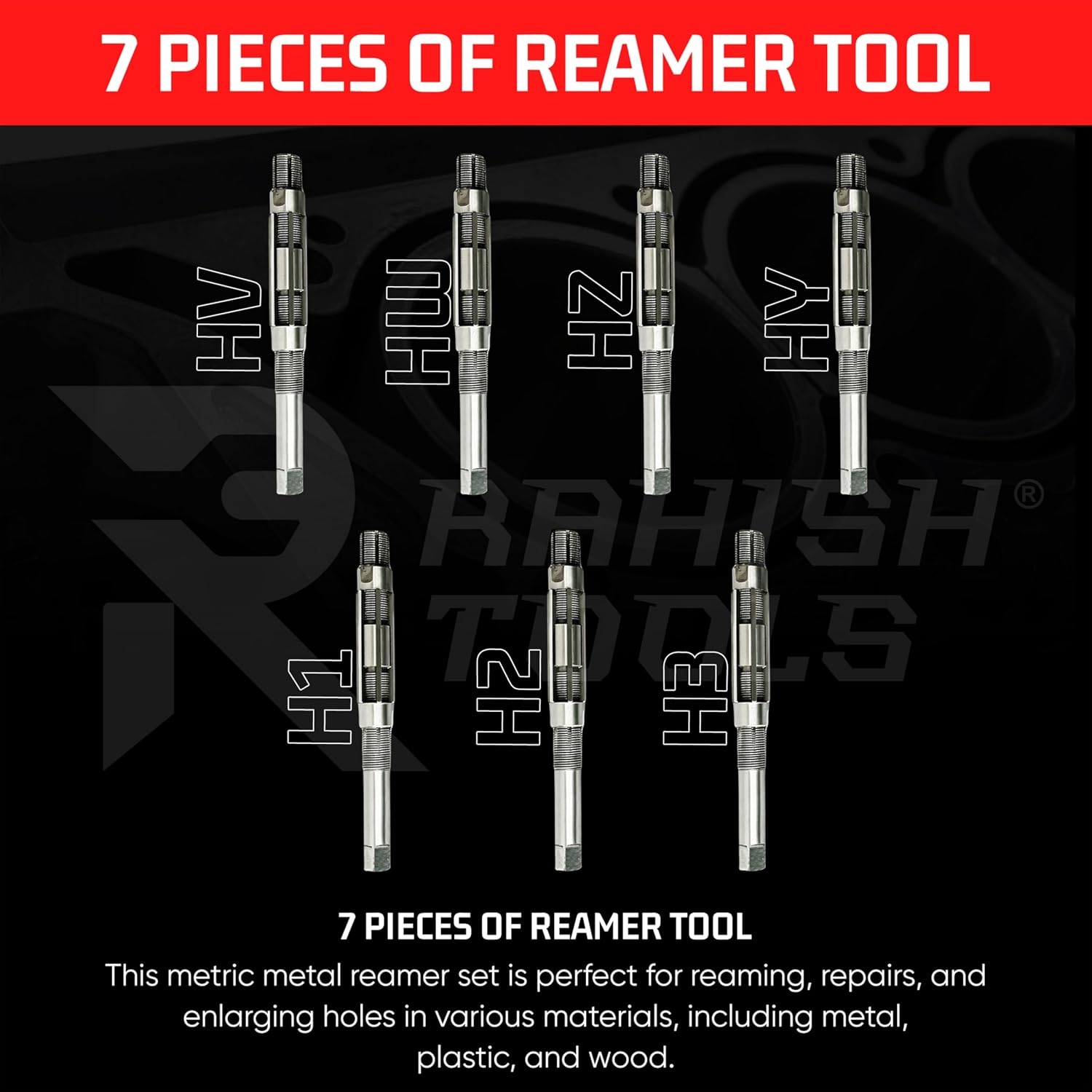 Adjustable Hand Reamer Tool HV-H3 for Metal & Wood Repairs, 1/4" to 15/32"
