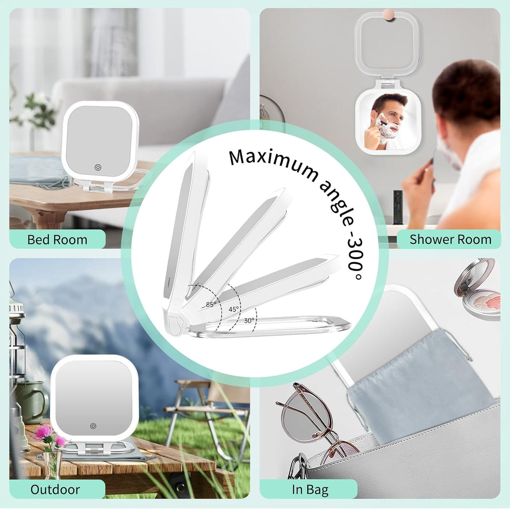 FASCINATE 7" Rechargeable Travel Makeup Mirror 30X Magnification(White+Bag)