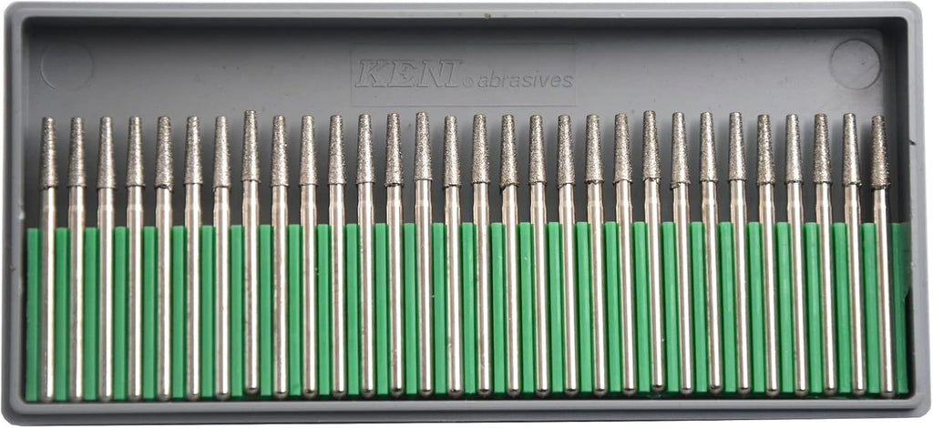 30Pcs 6mm Triangular Head,3mm Shaft,Diamond Stone Abrasive Burs Burr Grit Bits for Rotary Tool Grinding Head Jewelry Lapidary Woodworking (Triangular 6mm)