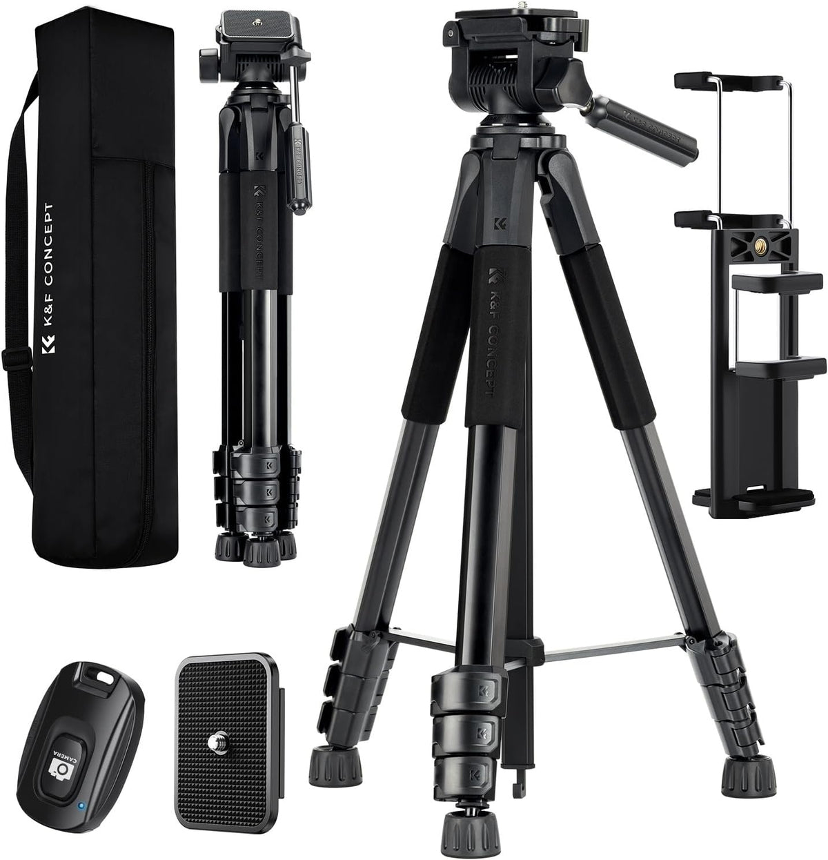 K&F CONCEPT 68" Camera Tripod Lightweight Portable DSLR Tripods
