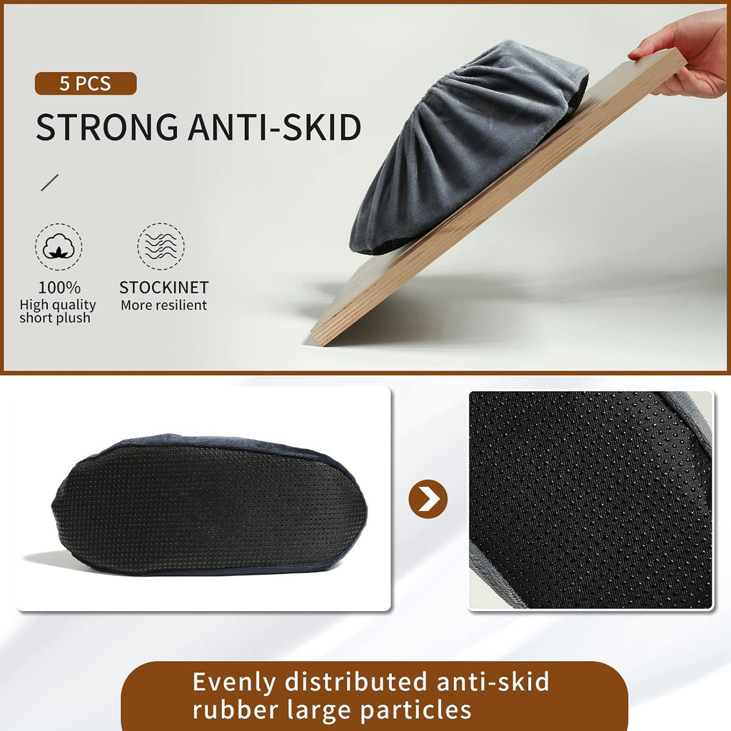 5 Pairs Reusable Shoe Covers, Non Slip Shoe Protectors Covers, Universal Soft Washable Thickened Foot Boot Shoe Covers for Indoors Home Laboratory (Grey)