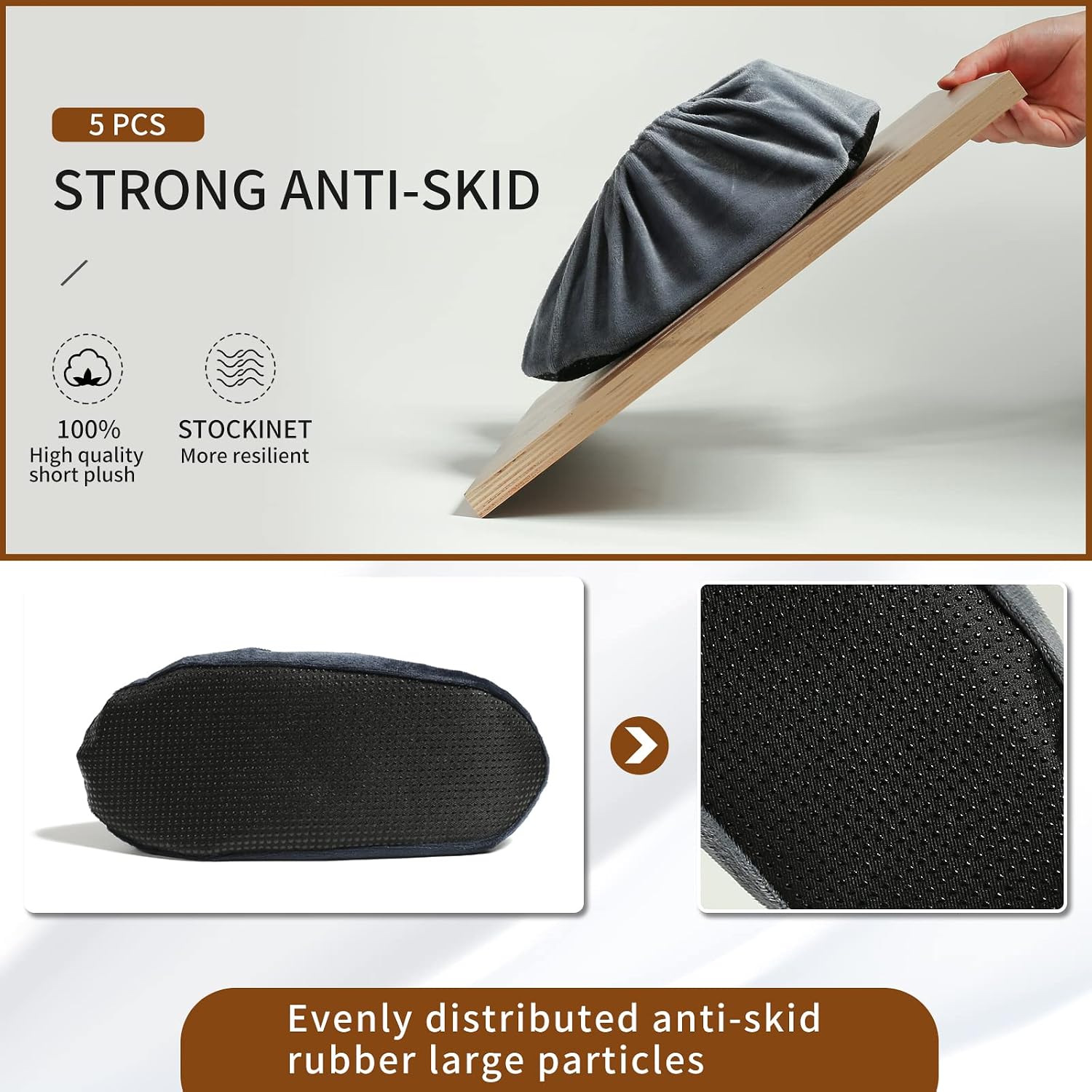 5 Pairs Reusable Shoe Covers, Non Slip Shoe Protectors Covers, Universal Soft Washable Thickened Foot Boot Shoe Covers for Indoors Home Laboratory (Grey)