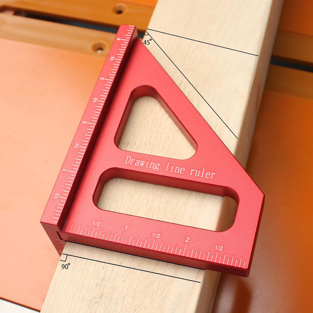 Imperial 3D Multi-Angle Measuring Ruler,45/90 Degree Aluminum Alloy Woodworking Square Protractor, Miter Triangle Ruler High Precision Layout Measuring Tool for Engineer Carpenter,003R