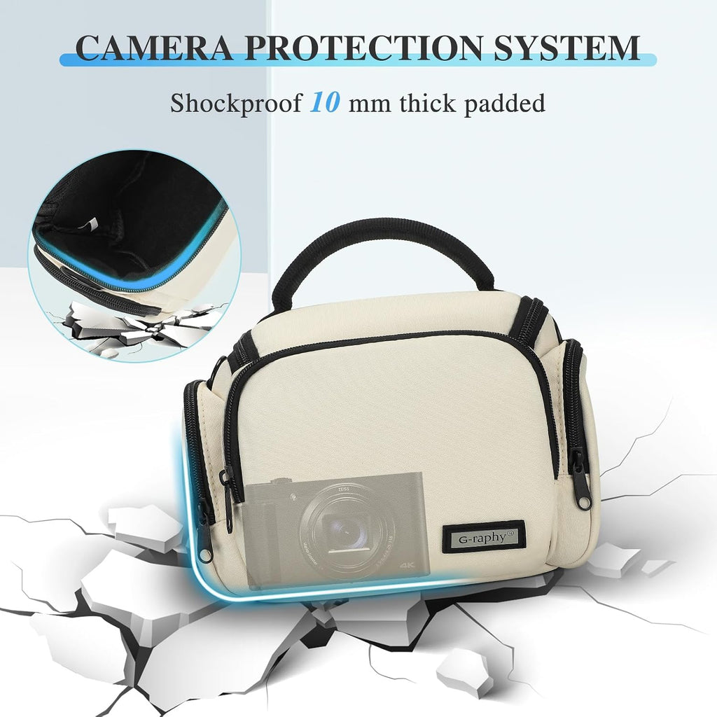 G-raphy Camera Bag Case Compact Lightweight Shoulder Crossbody Sling Photography Bags for Nikon Canon Sony DSLR SLR Mirrorless with Removal Straps (Beige)