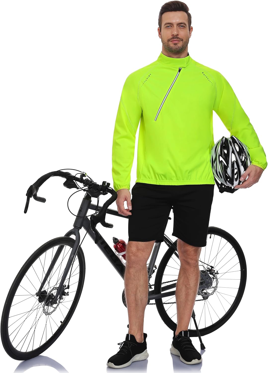 Little Donkey Andy Men's Cycling Jacket Long Sleeve Windproof Lightweight Jacket with Zipper Pocket for Running Biking