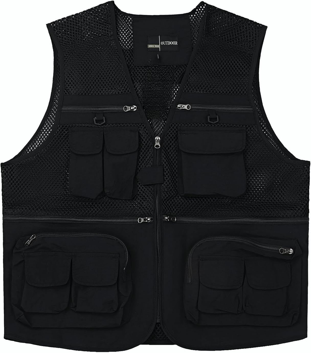 Ziker Men's Mesh Breathable Openwork Camouflage Journalist Photographer Fishing Vest Waistcoat Jacket Coat