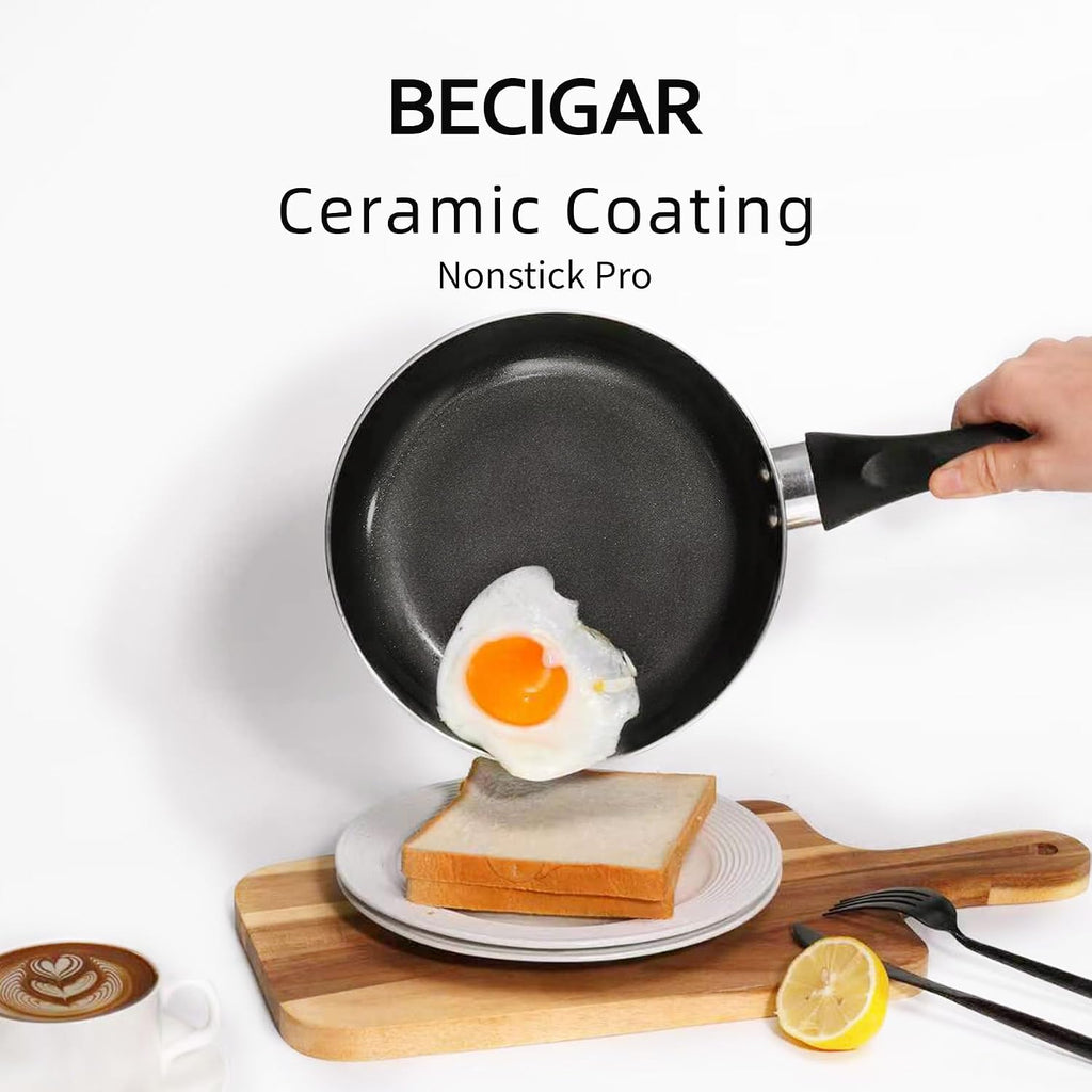 BECIGAR 8 Pcs Ceramic Pots and Pans Set
