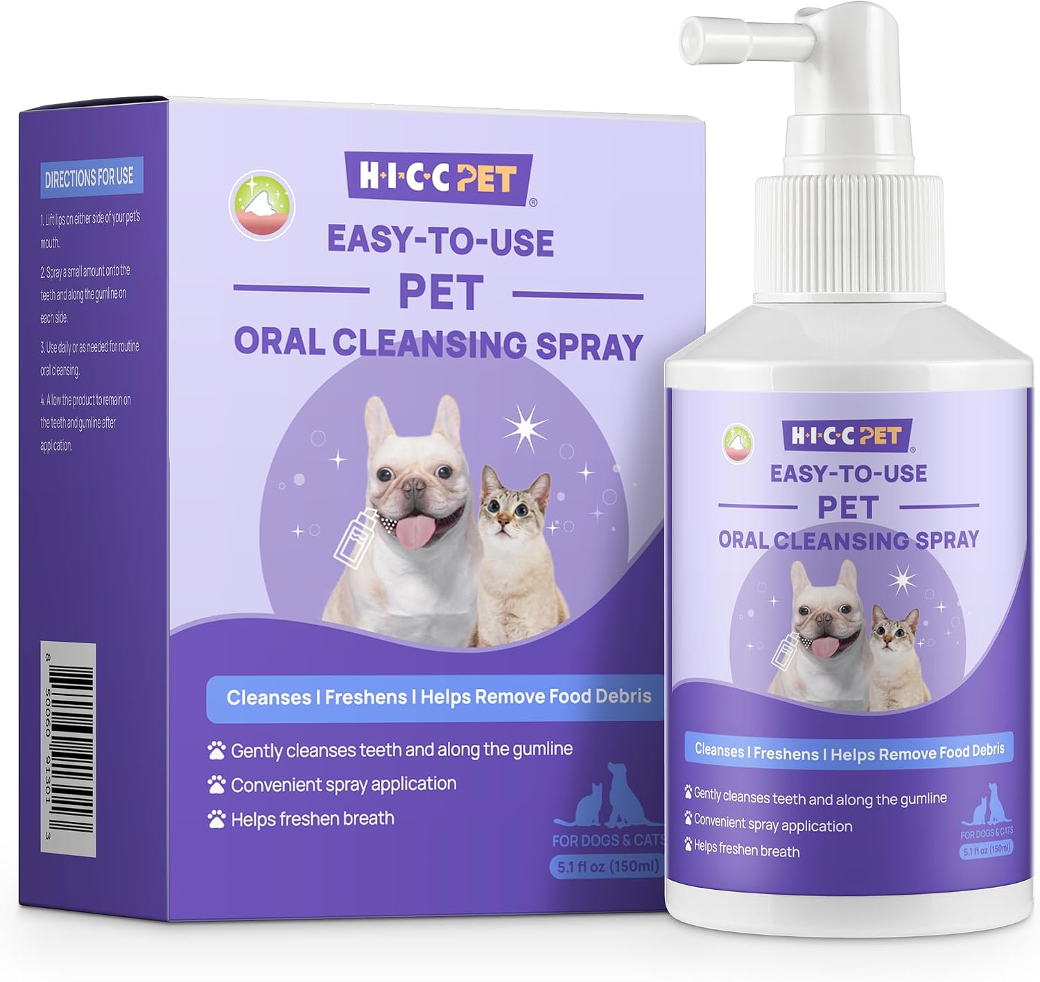 HICC PET Dog Mouth Cleaning Spray, Helps Freshen Breath, 5.1 Fl Oz