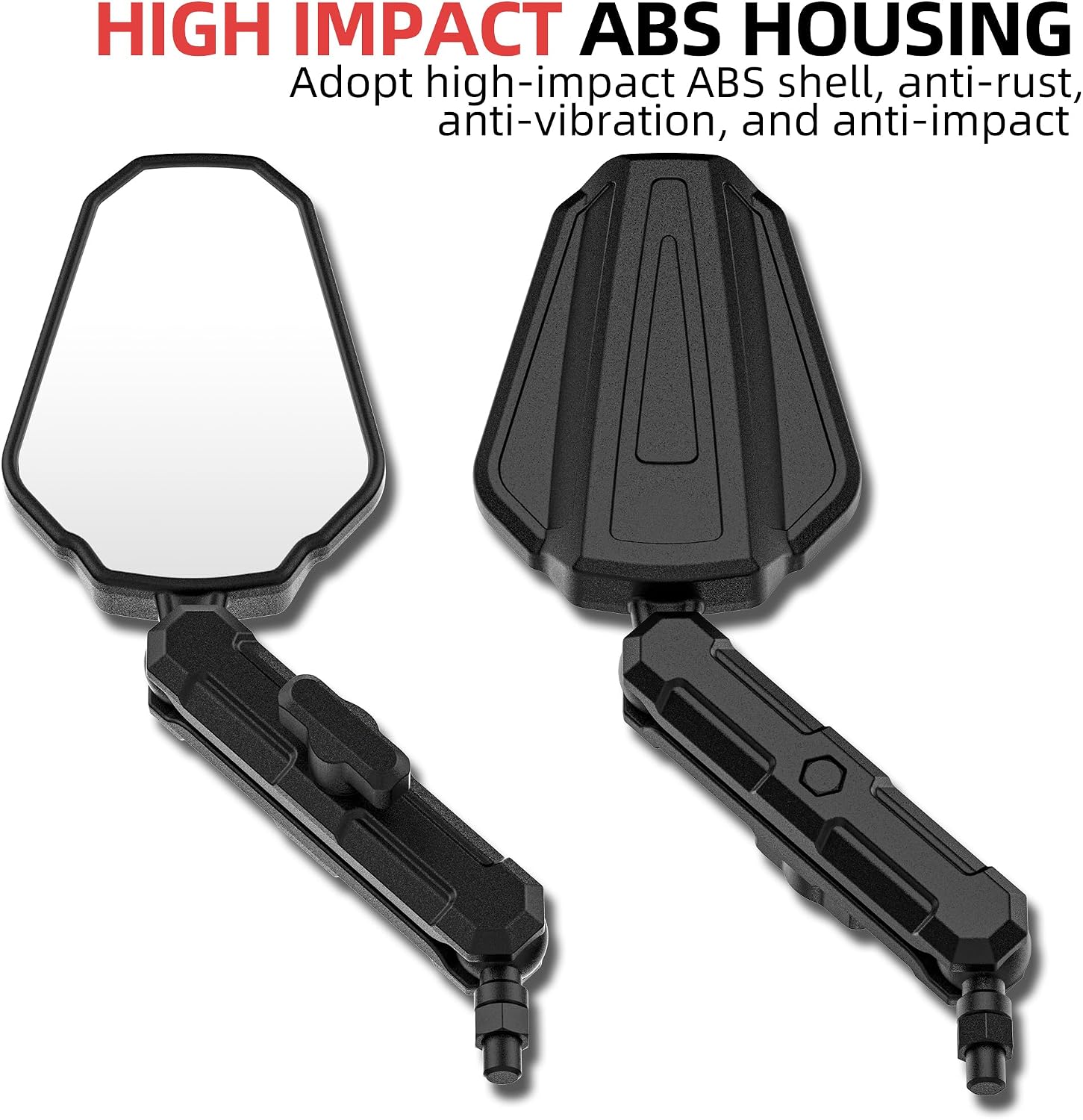 Upgraded Adventure Motorcycle Mirrors, Ball-Head ATV Rear View Mirror No Vibration & Wobble With 8/10MM Screw and 7/8" Handlebar Aluminum Mount Compatible with ATV Dirt Bike and More