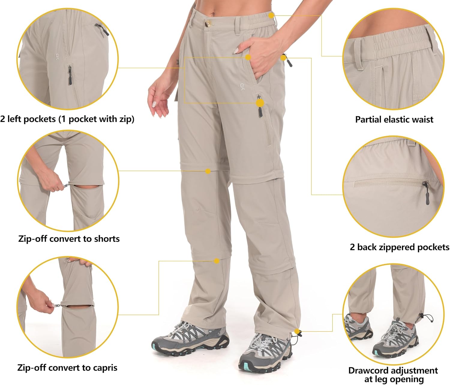 Little Donkey Andy Women's Convertible Pants, 3 in 1 Zip Off Hiking Pants