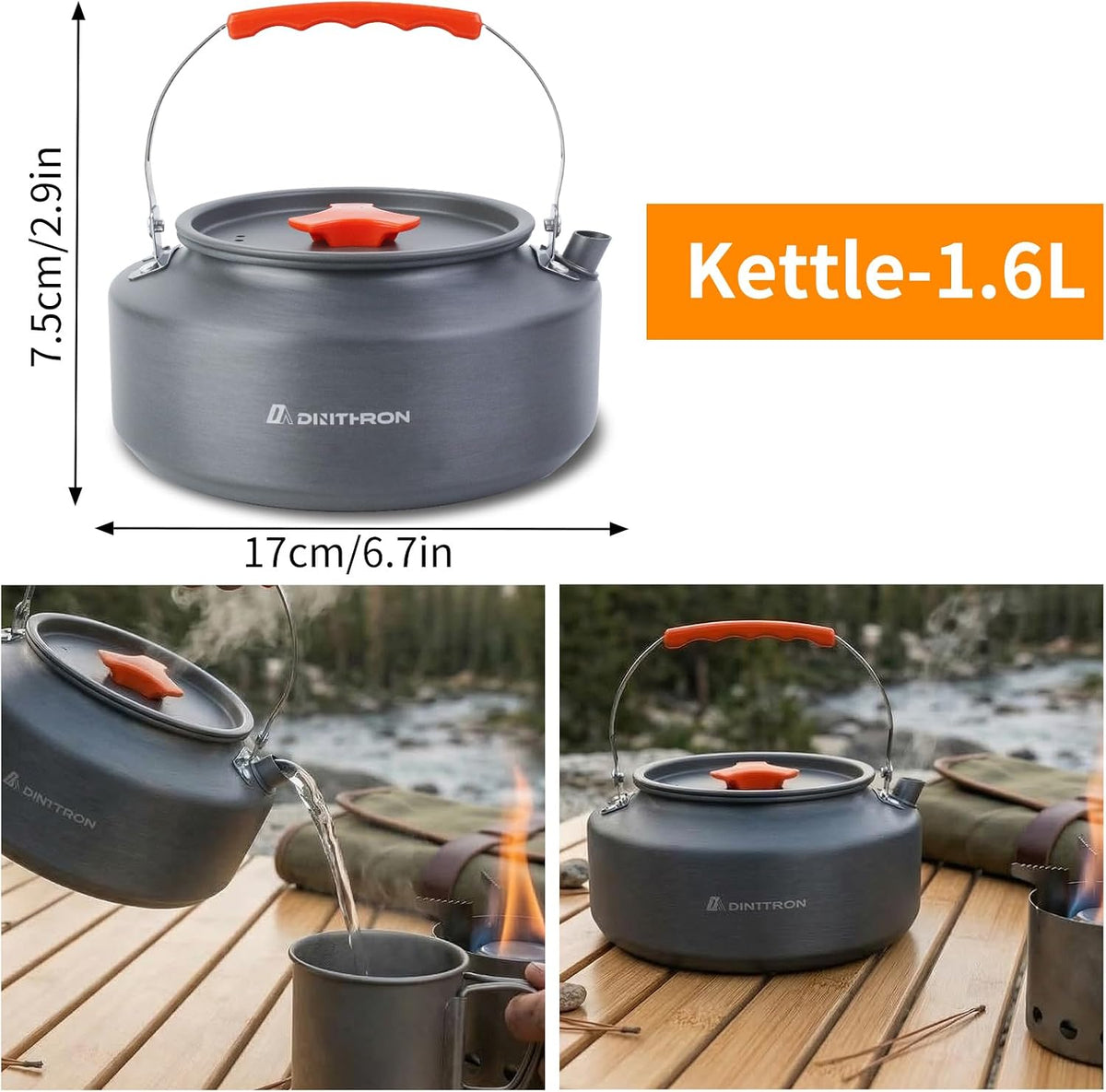 18-Piece Large Capacity Camping Cookware Set Aluminum Mess Kit