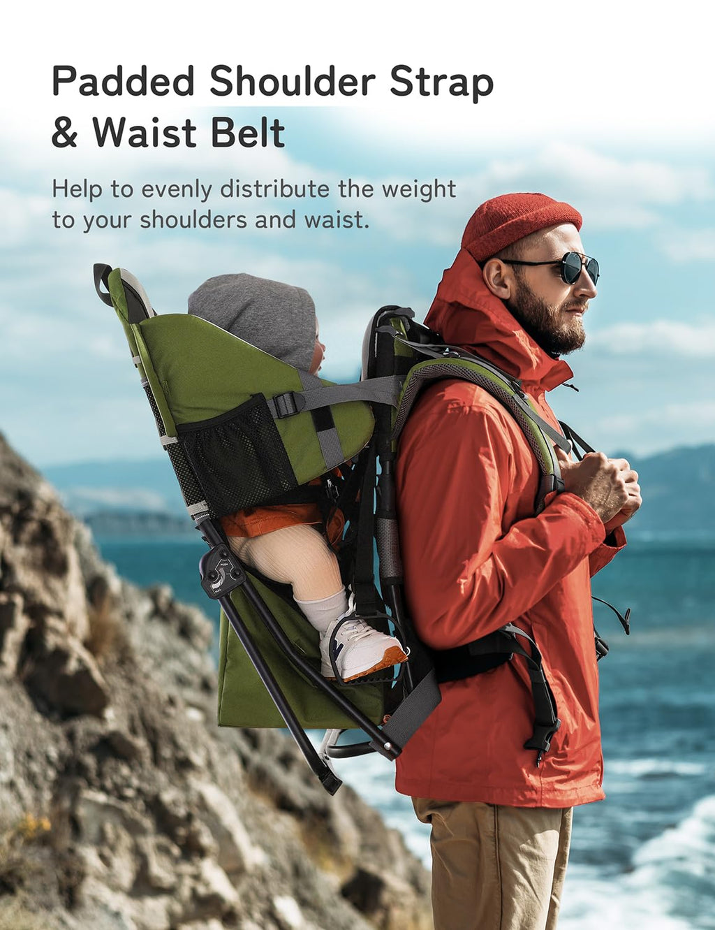 besrey Toddler Hiking Backpack Carrier-Adjustable Padded Shoulder Straps | Baby Backpack Carrier with Large Storage Space, Sunshade and Raincover, Safety 3-Height Seat, Comfortable and Lightweight