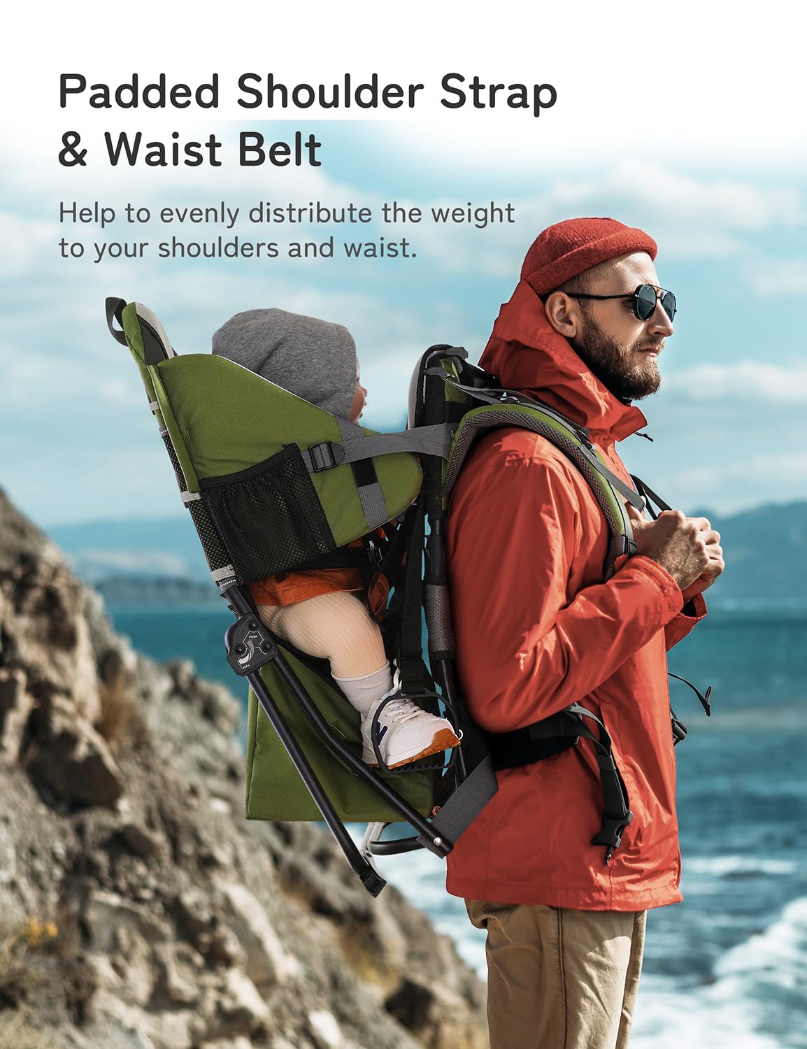 besrey Toddler Hiking Backpack Carrier-Adjustable Padded Shoulder Straps | Baby Backpack Carrier with Large Storage Space, Sunshade and Raincover, Safety 3-Height Seat, Comfortable and Lightweight
