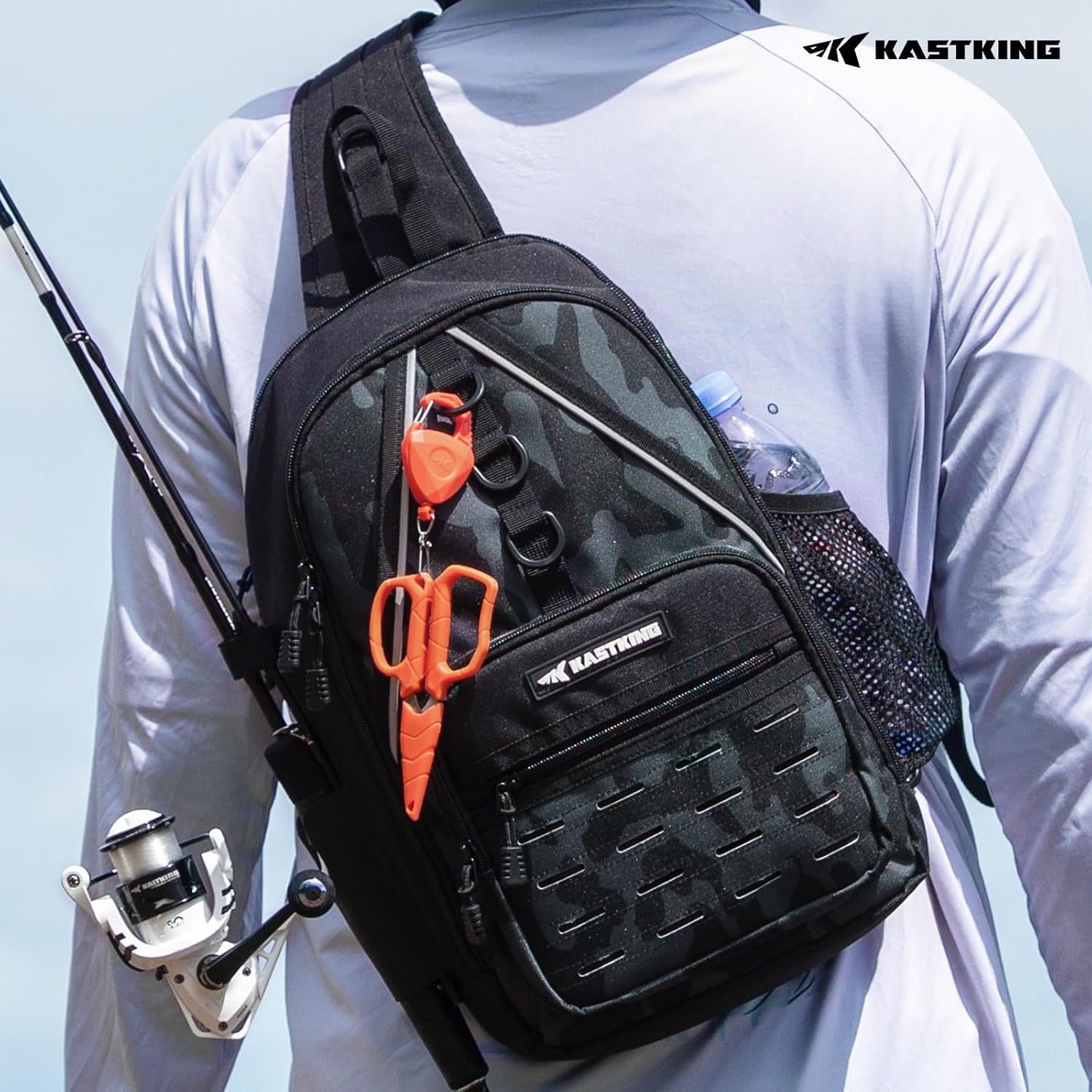 KastKing Karryall Fishing Sling Bag With Rod Holder, Fishing Gear Storage
