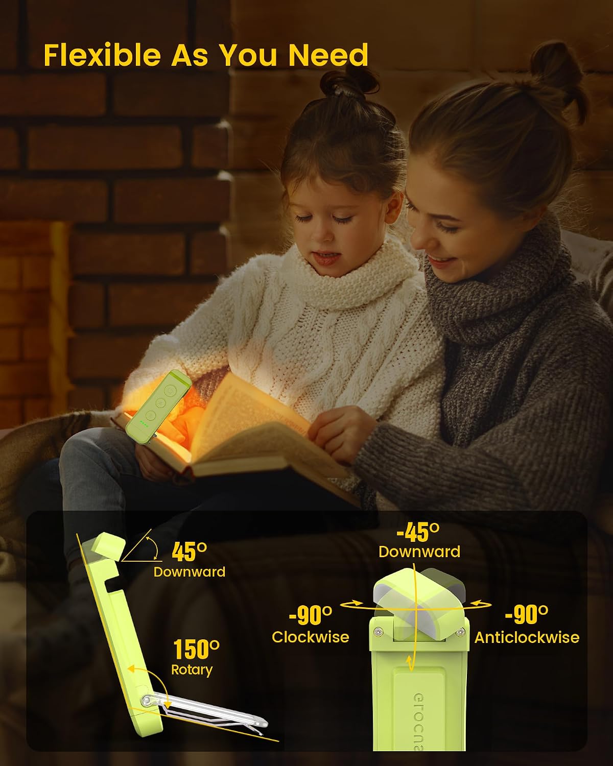 Glocusent USB Rechargeable Book Light, Portable Clip-on LED Reading Light