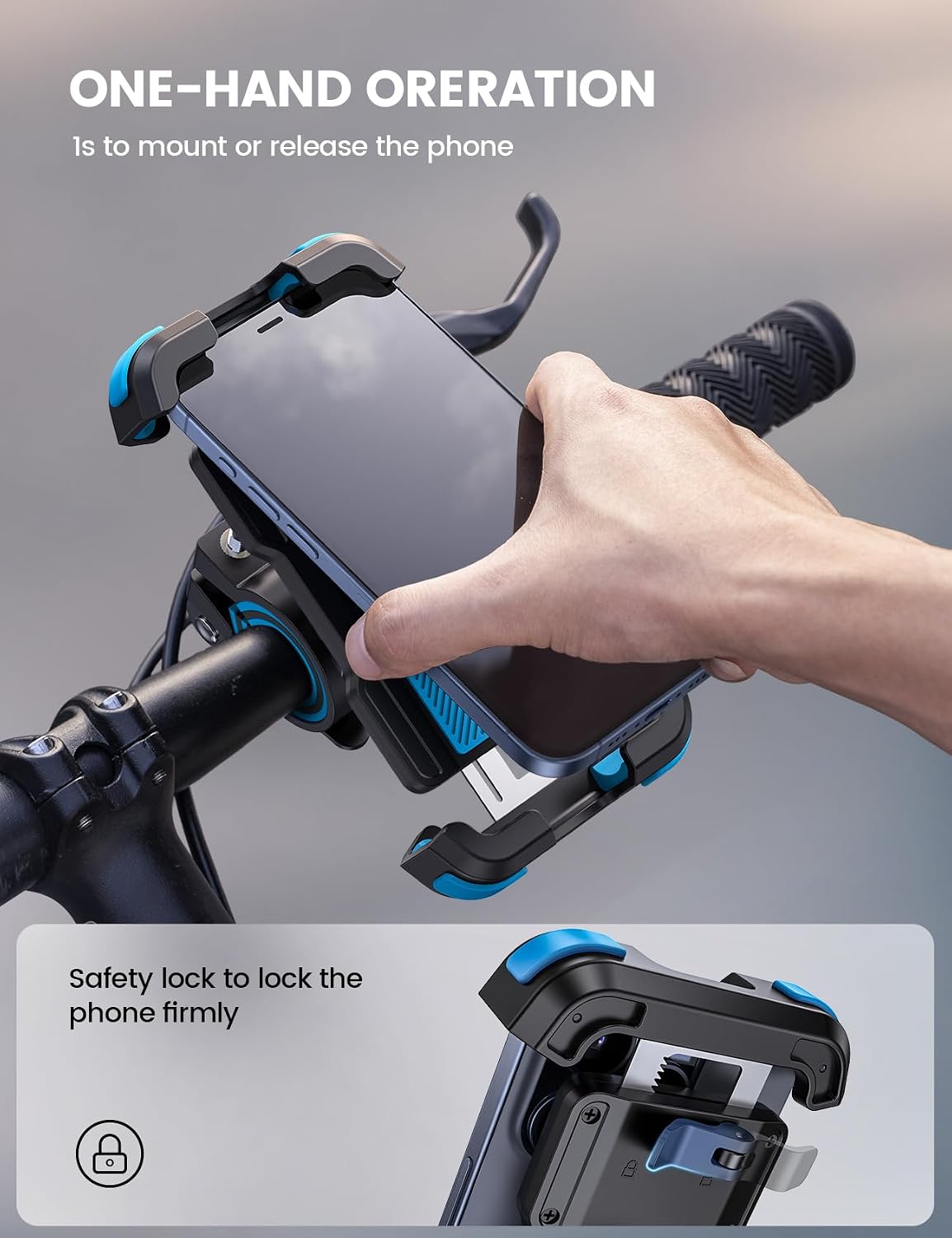 Bike Phone Mount Holder - Motorcycle Adjustable Clamp for 4.7-6.8" iPhone
