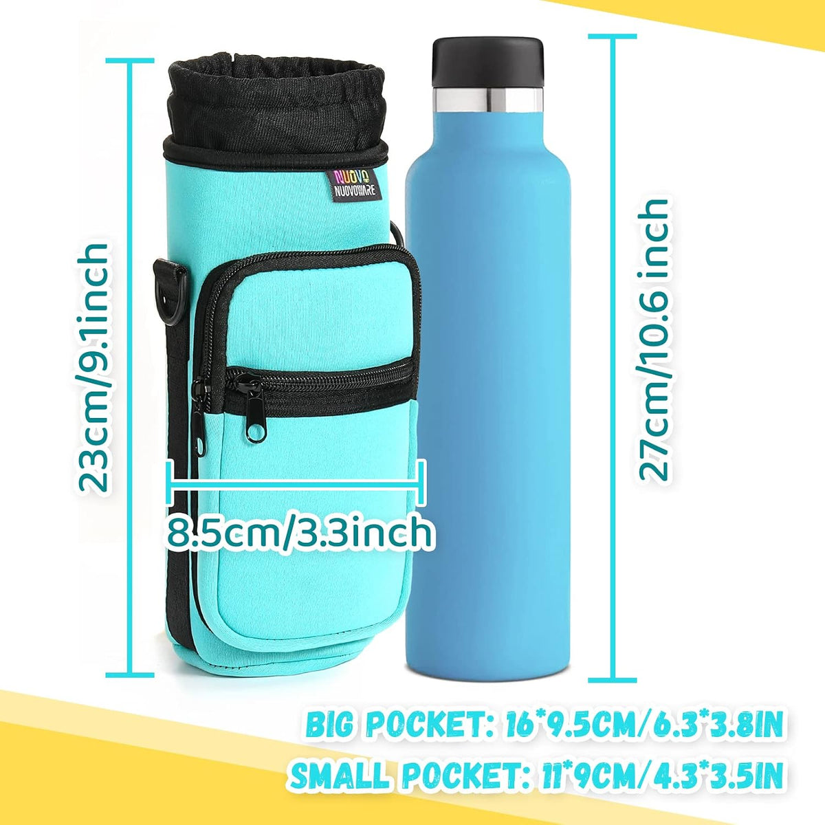 Nuovoware Water Bottle Carrier Bag, 25oz/32oz, Blue-green