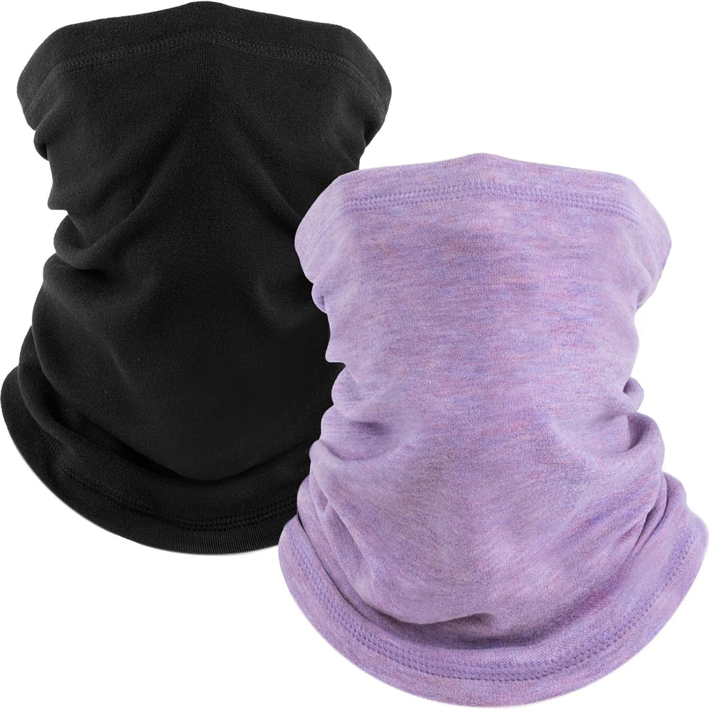 Fuinloth 2 Pack Winter Neck Gaiter, Fleece Warmer Scarf Cold Weather Mask