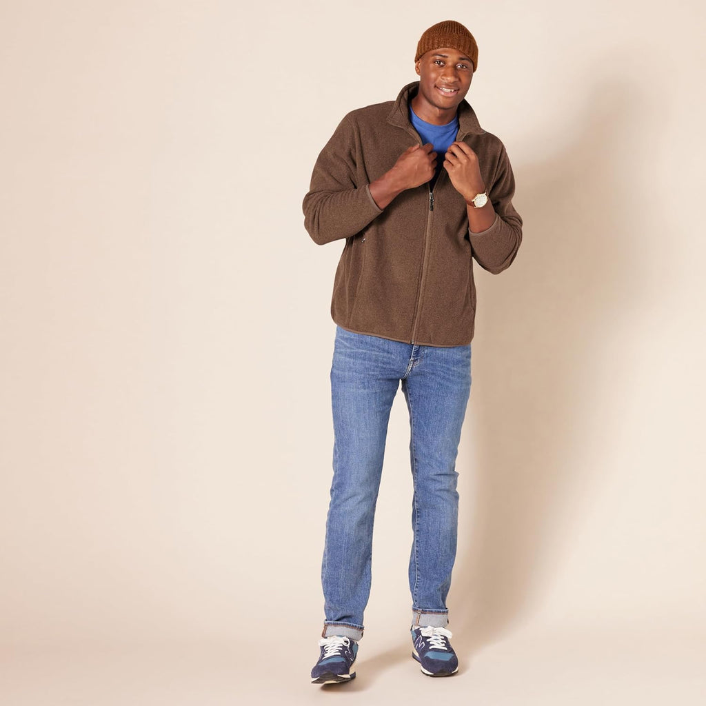 Amazon Essentials Men's Full-Zip Polar Fleece Jacket with Zippered Pockets for Cold Outdoor Weather (Available in Big & Tall)