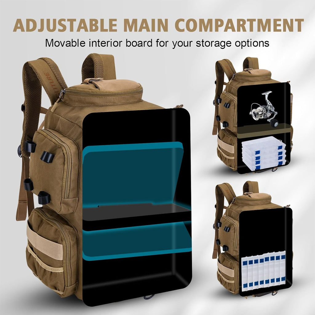 Goture Fishing Tackle Backpack with 2 Rod Holders & Rain Cover