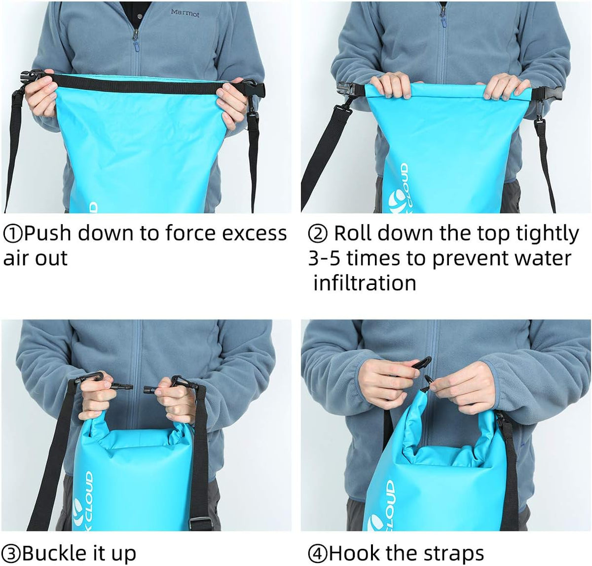 ROCK CLOUD Dry Bag Waterproof 10L Dry Sack for Kayaking Rafting Boating Beach Surfing Swimming Canoe Camping Hiking Fishing Ski, Lake Blue