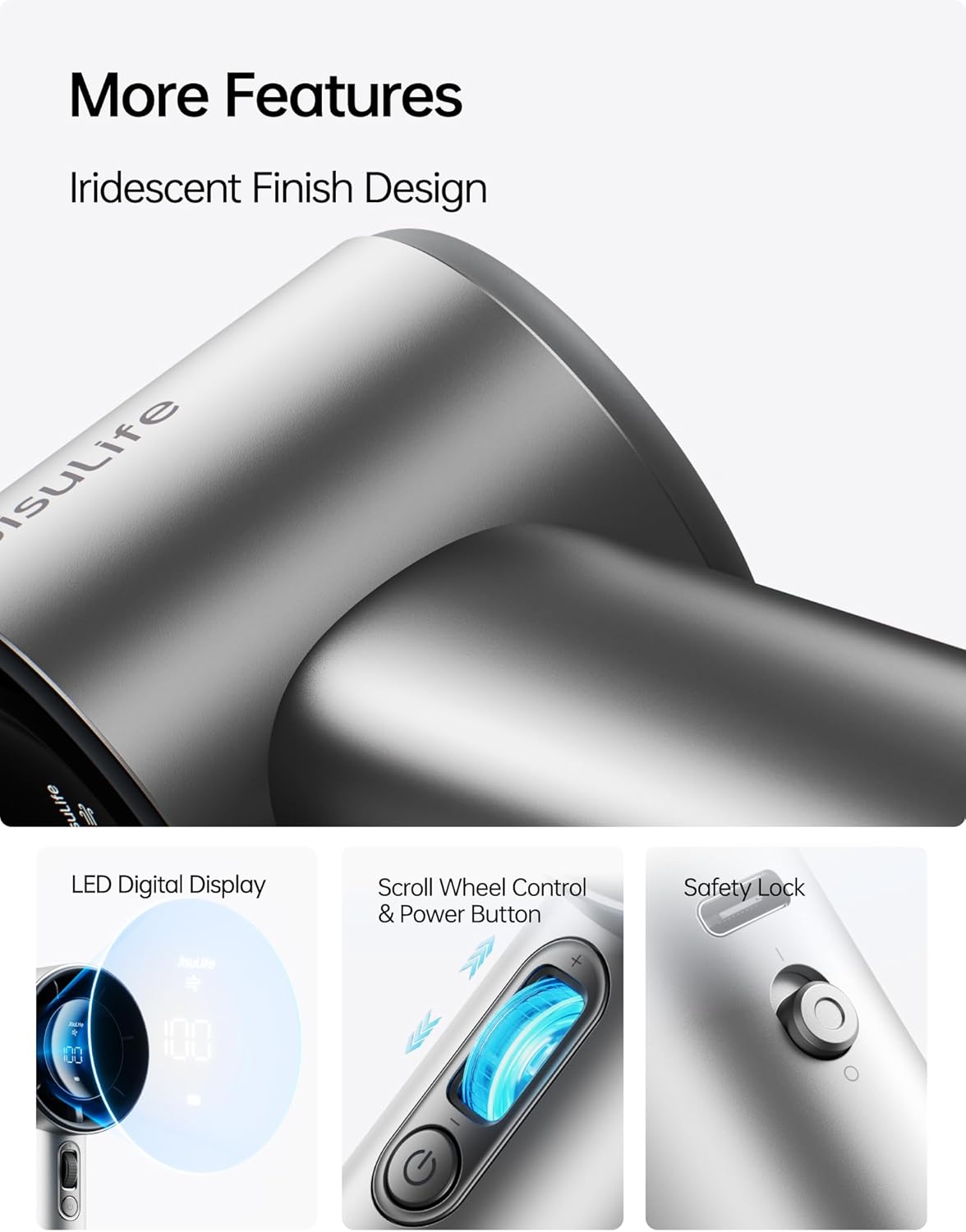 JISULIFE Handheld Fan Pro1S - Next-Gen Airflow: Up to 40H Runtime