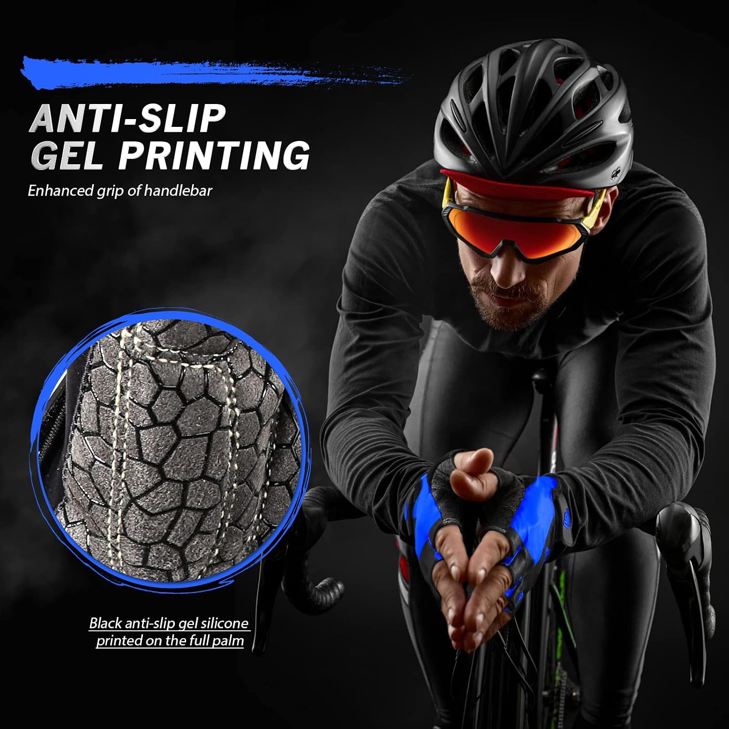 Bike Gloves for Men Women with Anti-Slip Shock-Absorbing Pad, Light Weight Half-Finger Cycling Gloves