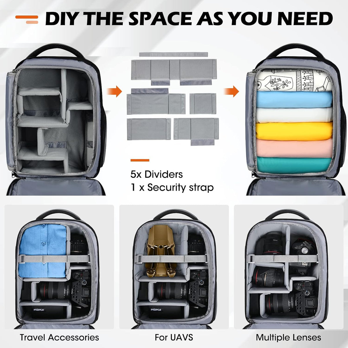 SDYSM Camera Bag Backpack Professional for DSLR SLR Mirrorless Camera