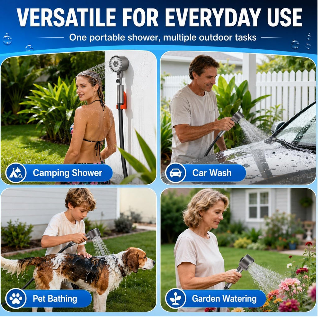 Portable Shower for Camping,7800mAh Rechargeable Camping Shower Pump