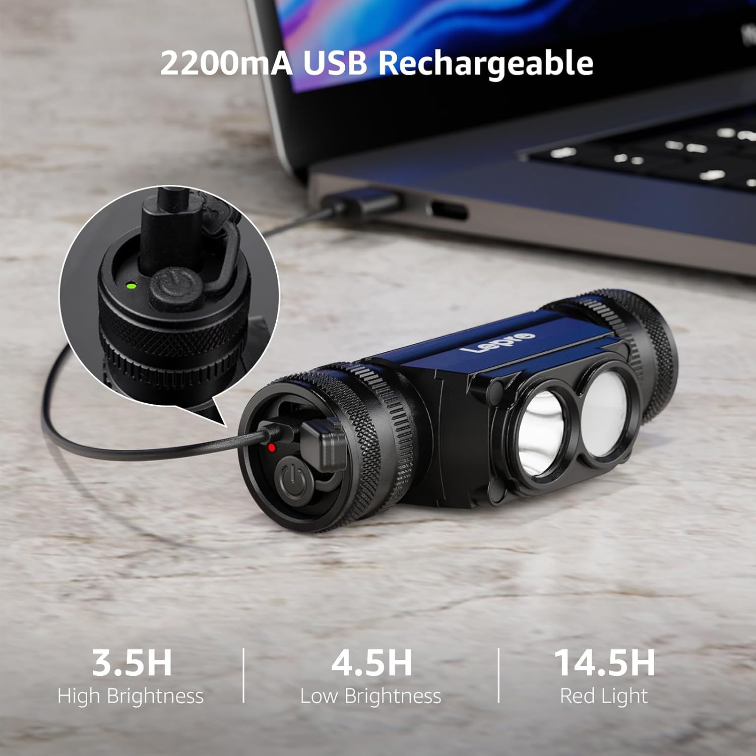 Lepro Detachable LED Headlamp 1000 Lumens Super Bright IP65 Waterproof