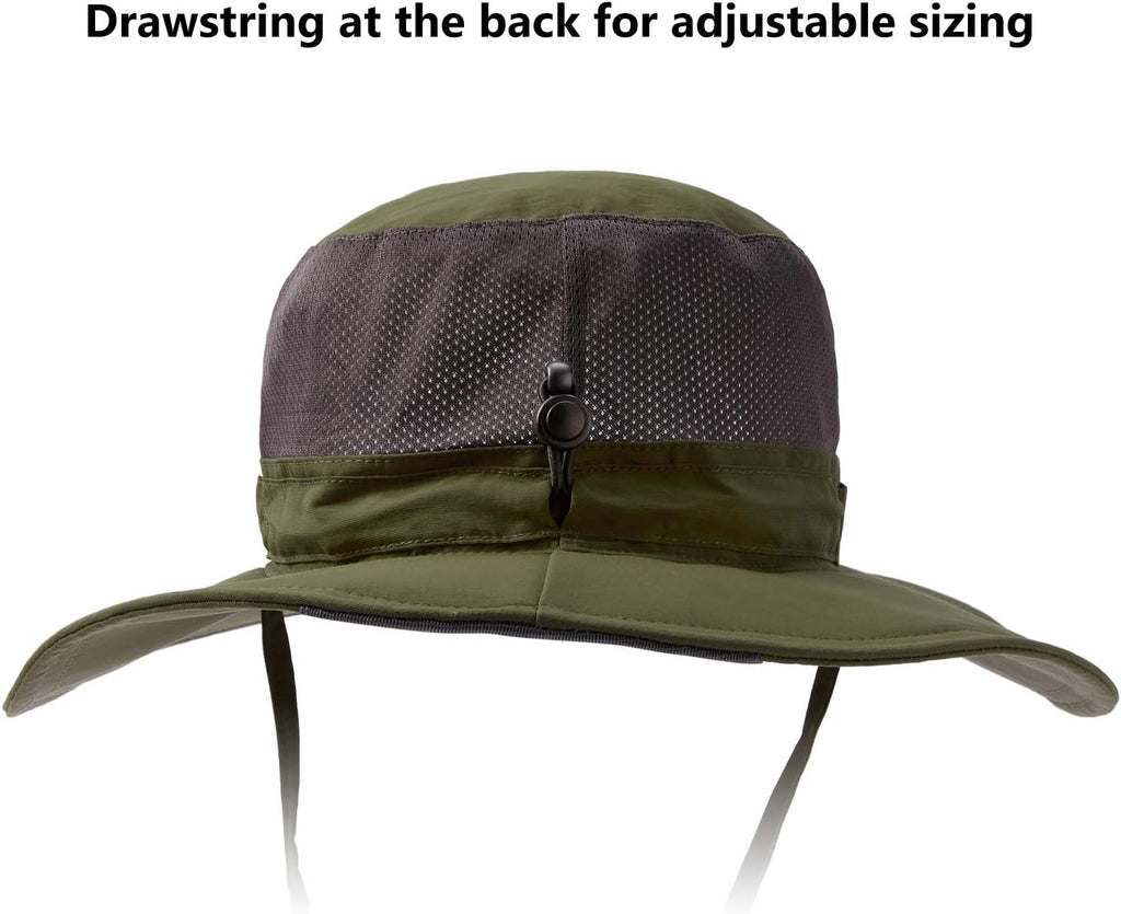 BASSDASH UPF 50+ Sun Fishing Hat Water Resistant with Detachable Neck Flap