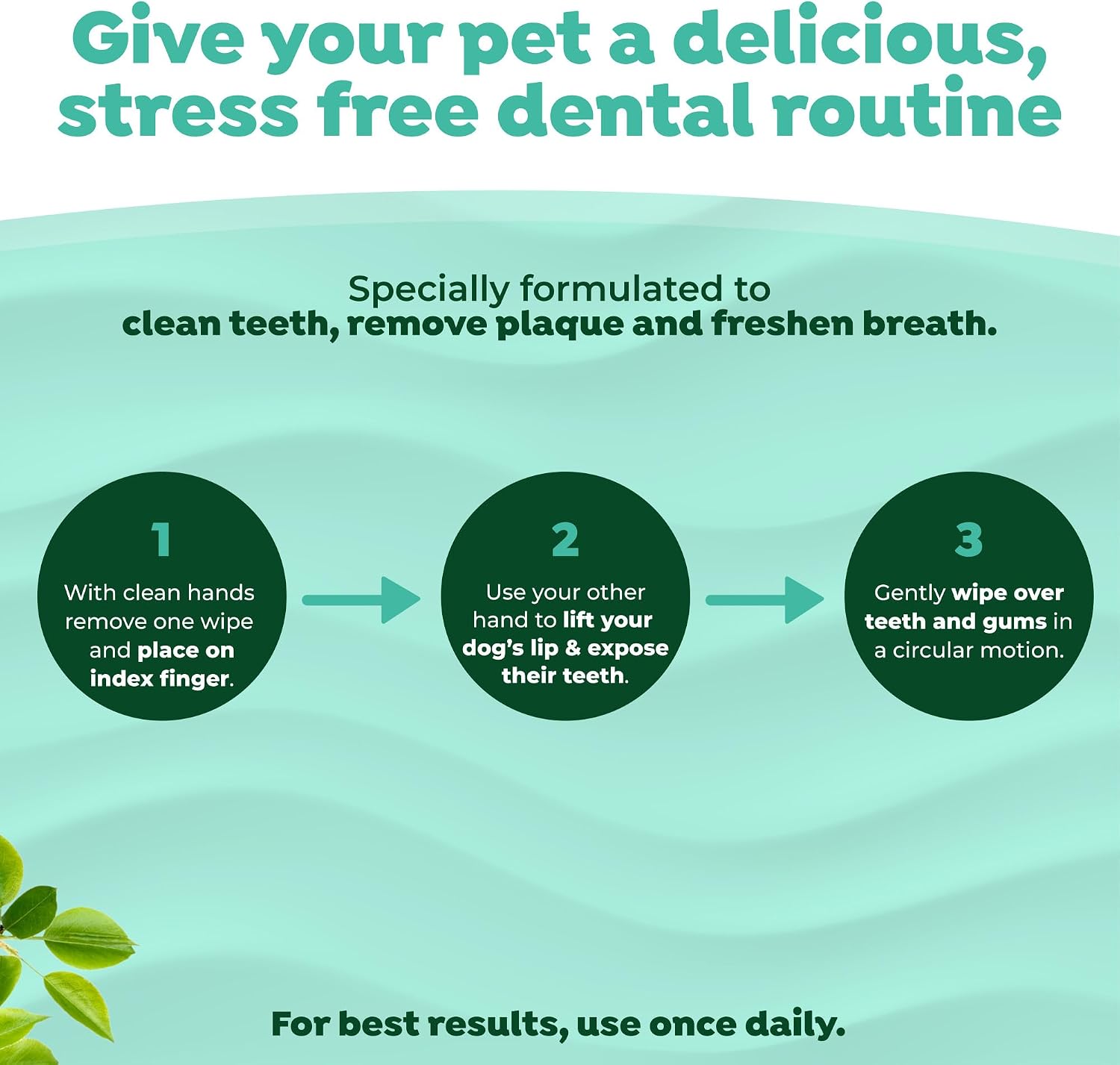 TropiClean Fresh Breath Dog Teeth Cleaning Dental Wipes, 50ct