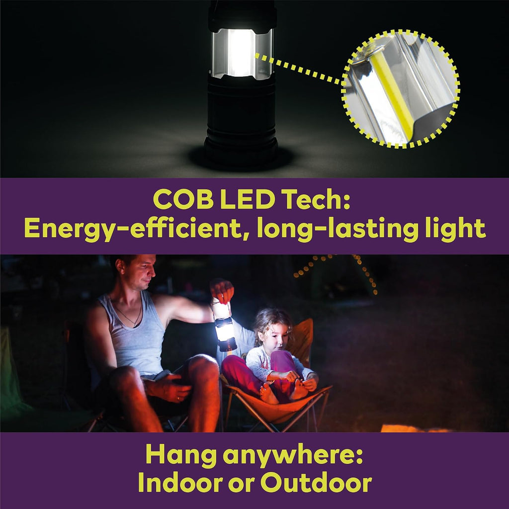 ATack LED Camping Lantern Battery Powered 4-Pack Camping Flashlight Lantern for Power Outages, Portable Collapsible Hanging Lights Essential for Home Outdoor Hurricane Emergency Lamp Survival Kit Gear