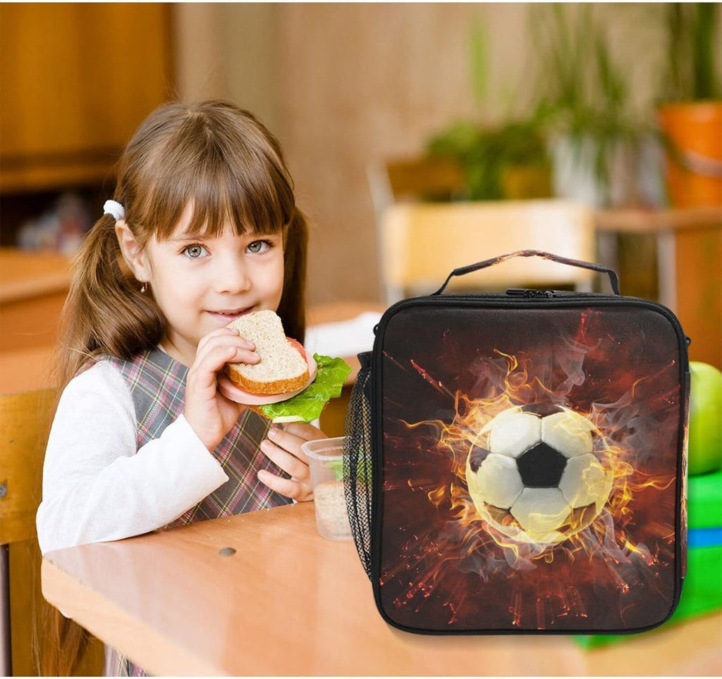 Soccer Lunch Box Insulated Lunch Bag Cooler Tote Bag