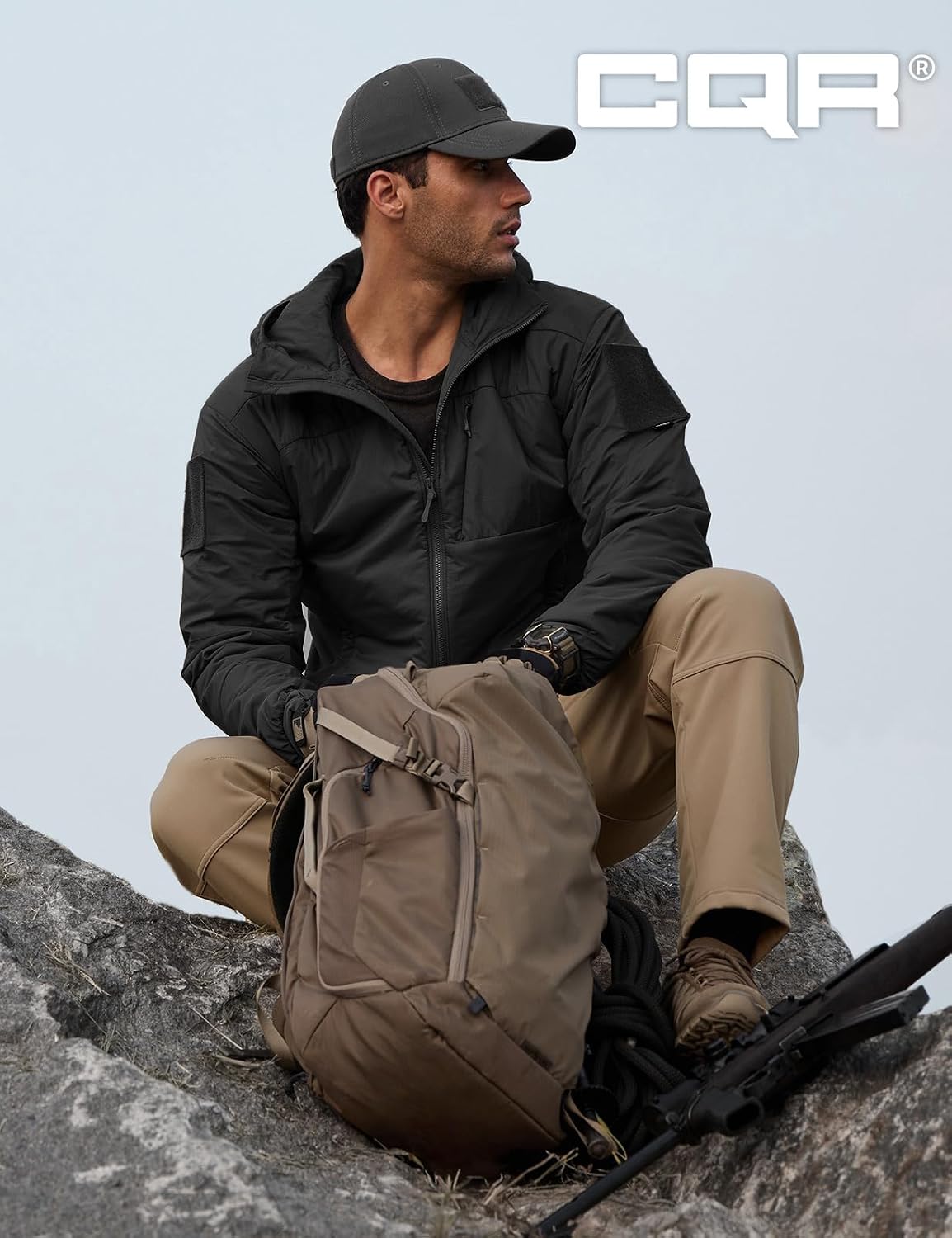 CQR Men's Lightweight Warm Insulated Jacket, Windproof Water Resistant Winter Active Coat for Hiking Work Outdoor Tactical