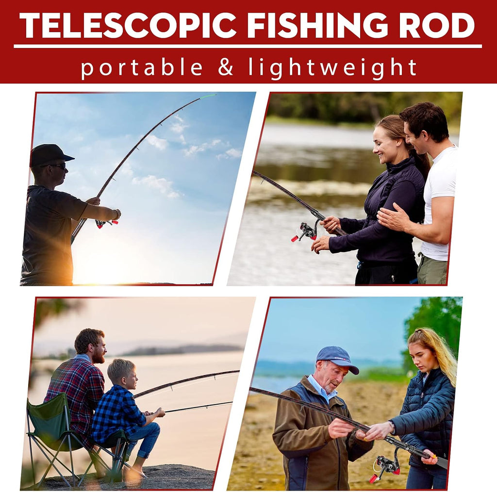 QudraKast Fishing Rod and Reel Combos, Carbon Fiber Telescopic Fishing Pole